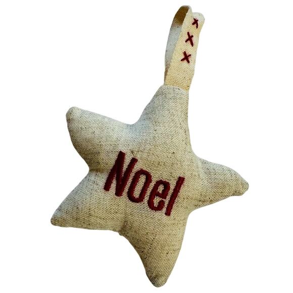 Primitive Farmhouse Christmas Fabric "NOEL" Tree Ornament - Picture 1 of 4